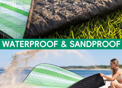 RYCHIC Waterproof Beach Blanket Picnic Mat Outdoor Oversized Sandproof Dog Thick Rug Towel Camping Gear Family Trip Essentials Summer Vacation Must Have Travel Accessories Lake Day Thing Item Gadget