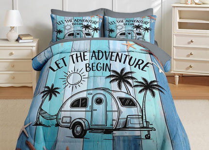 Nesker Full Comforter Set with Sheets, 7 Pieces Camping Beach Bedding