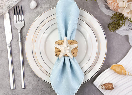 JQAQJU Woven Water Hyacinth Napkin Rings Set of 6 with Starfish