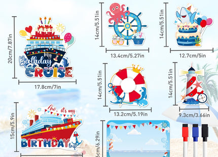 7 Pcs Nautical Cake Birthday Cruise Door Magnets