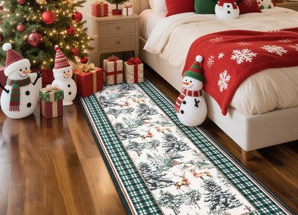 GarveeHome Christmas Washable Runner Rug 2x6, Holiday Decor Runners for Kitchen Soft Low Pile Christmas Tree and Deer Rug Non Slip Long Carpet for Living Room Laundry Hallway, Green
