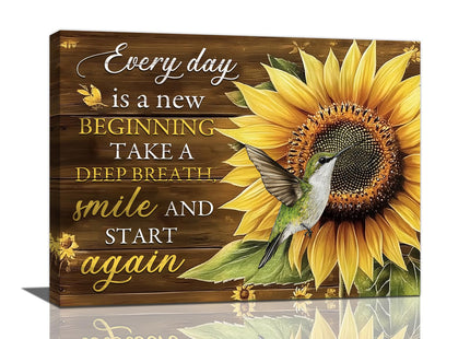 Estused Farmhouse Hummingbird Wall Art Hummingbird Sunflower Decor 16"x12"