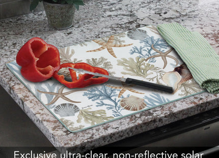 CounterArt Seashells & Starfish 3mm Tempered Glass Cutting Board