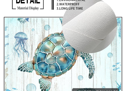 Nautical Beach Sea Turtle Bathroom Decor Wall Art Ocean Sea Turtle Paintings Artwork for Walls Teal Beach Theme Decor Pictures Prints Framed Decorations for Bedroom Bathroom Kitchen Home 12"x16"