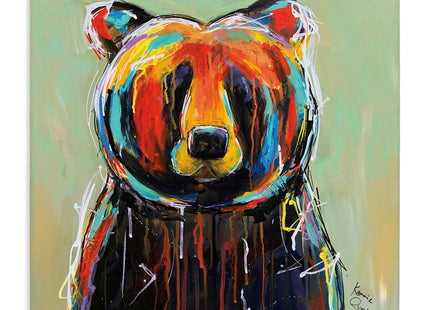 Abstract Painted Black Bear, 24 x 24 Inch Canvas Wall Art