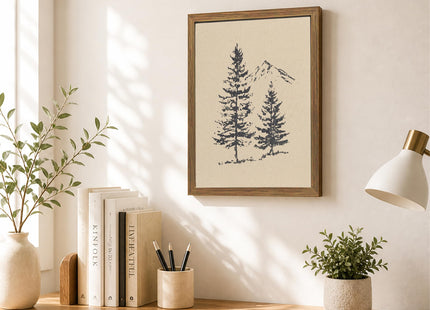 Pine Tree Wall Art Minimalist Mountain Nature Canvas Print Cabin Wall Decor