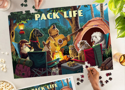 Pack Life Dogs Around Campfire Puzzle, 1000 Pieces by Lantern Press