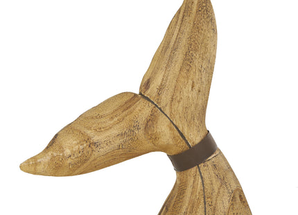 Deco 79 Teak Wood Whale Handmade Decorative Sculpture Tail Live Edge Home Decor Statues with Intricate Carvings, Set of 3 Accent Figurines 23", 18", 16"H, Brown