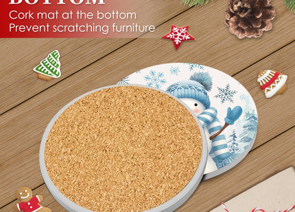 Bribay Christmas Coasters for Drinks, Set of 6 Ceramic Stone Snowflake