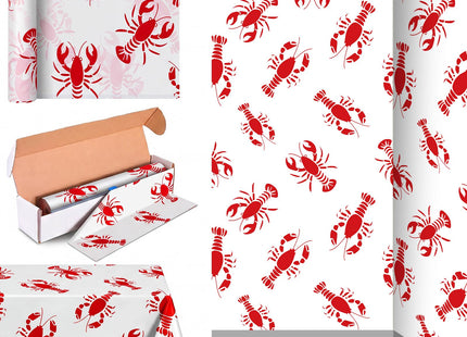 Oudain 54 Inch x 100 ft Crawfish Boil Lobster Tablecloth Roll Cutter Box