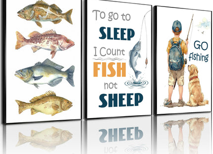 HQQUCC Fishing Canvas Wall Art, 3 Piece, 12x16 Inch