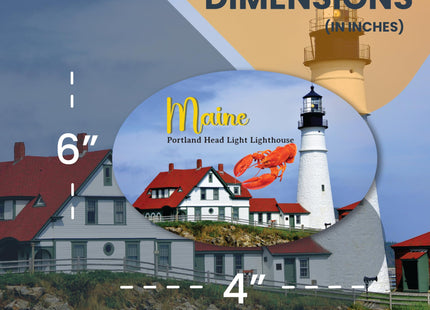 Magnet Me Up Maine Portland Head Light Lighthouse and Lobster Oval Magnet Decal, 4x6 Inch, Heavy Duty Automotive Magnet for Car, Truck or SUV, Portland Harbor, Casco Bay, Crafted in USA