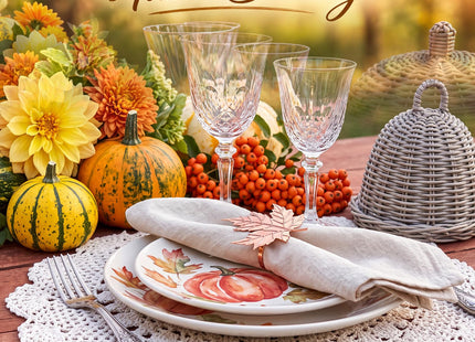 Remerry 8 Pcs Fall Thanksgiving Napkin Rings Set,Autumn Metal Holders