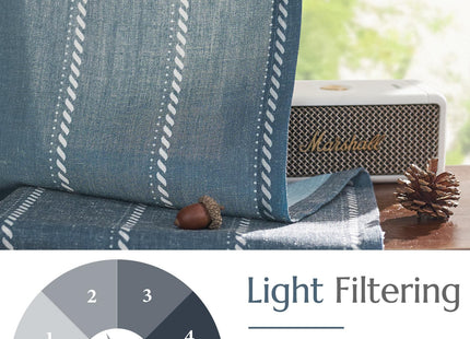 jinchan Linen Striped Tier Curtains for Kitchen Windows Nautical