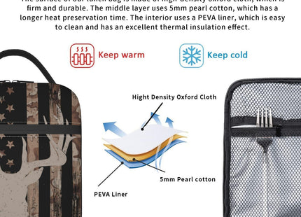 Yilad Camo Deer Hunting Lunch Box Insulated Reusable Lunch Bag Cooler Bag For Women Men Work Picnic Hiking