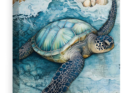 Coastal Sea Turtle Decor Ocean Nautical Canvas Wall Art Print Framed