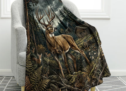 Jekeno Deer Blanket Wilderness Deer Throw Blanket 50"X60"