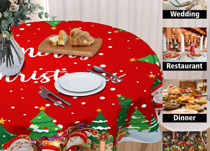 ABSOP Merry Christmas Tablecloth Round 60 Inch Santa Snowman Tablecloth