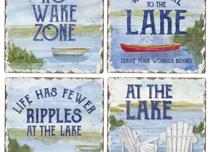 Thirstystone Lake House Greetings 4 Pack Tumbled Tile Stone Coasters