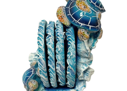 BestgiftEver Nautical Coaster Set with Turtle and Ocean Wave Design
