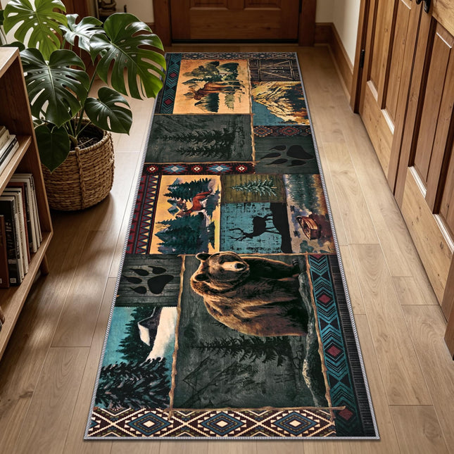 ASPMIZ Rustic Runner Rugs 2x7, Western Rugs for Hallway, Bedroom, Blue