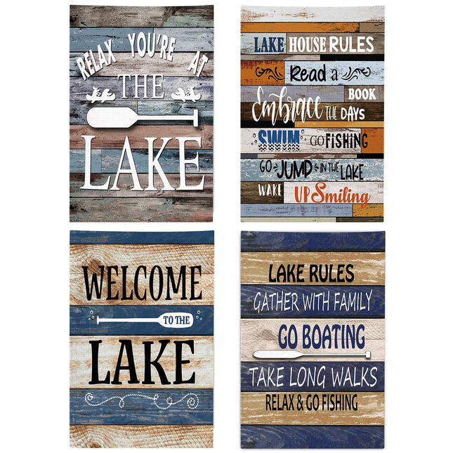 kunlisa Lake House Decor Kitchen Towels,Lake Life Decor,Lake House Essentials, Lake House Gifts Lake House Decor, Lake Towels, Vintage Lake Hand Towels for Bathroom,Lake Life Gifts