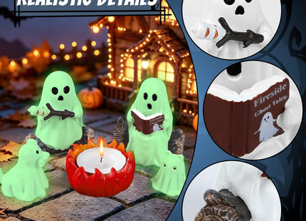 JULEASEL Glow in the Dark Ghost Storytelling Campfire Set, Halloween Decor