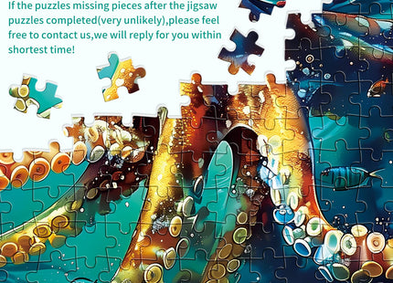 300 Piece Puzzle for Adults, Ocean Sailboat Octopus Jigsaw Puzzle 300 Piece