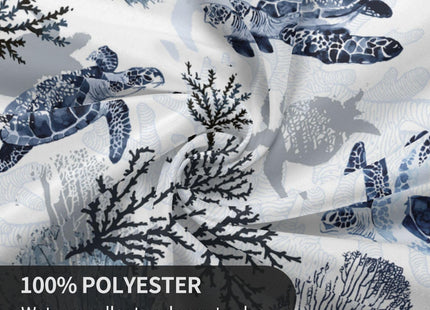 BYONEESS Summer Coastal Tablecloth Round 60 Inch Nautical Sea Turtle Table Cloth Nautical Coastal Blue Tortoise Coral Table Cover for Party Kitchen Dining Picnic Holiday Outdoor Decor
