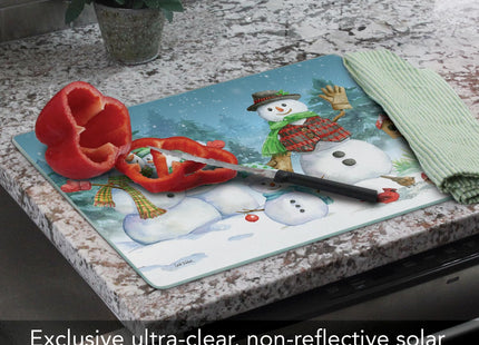 CounterArt Snowman Family 3mm Tempered Glass Cutting Board 12" x 15"