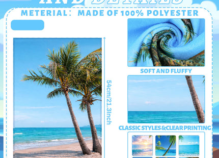 Breling 6 Pack Coastal Kitchen Towels Summer Beach Palm Trees 14x21 Inch