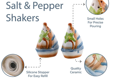 Salt and Pepper Shaker Salt Shaker - Sailboat and Palm Tree