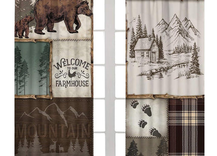 Retro Rusticd Curtains,Lodge Bear Moose Deer Country Style Farmhouse Thermal Insulated Drapes Darkening Window Curtain for Girls Boy Bedroom Living Room 42x45 Inch