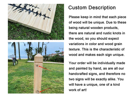 Personalized Outdoor Wood Decor, Deer Tree Theme Family Name Wood Cabin Sign, Deer Hunting Gifts, Nature Camping Signs with Posts, Housewarming Gifts