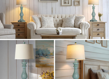 luxeflow Coastal Blue Table Lamp Set of 2,Bedside Lamps for Living Room
