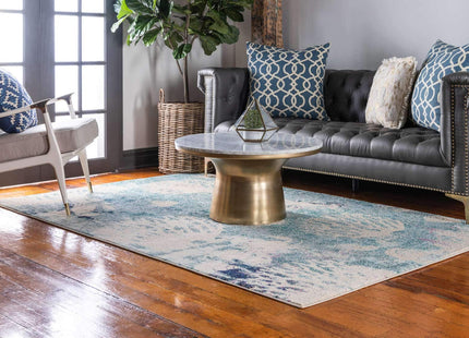 Unique Loom Positano Collection Coastal Modern Coral Lobster Shells Light Blue Area Rug (8' x 10')