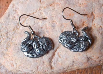 The Magic Zoo Pewter Sea Otter Dangle Earrings