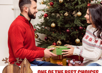 Umigy 2 Pcs Christmas Charcuterie Board Acacia Wood Cutting Board,Reindeer