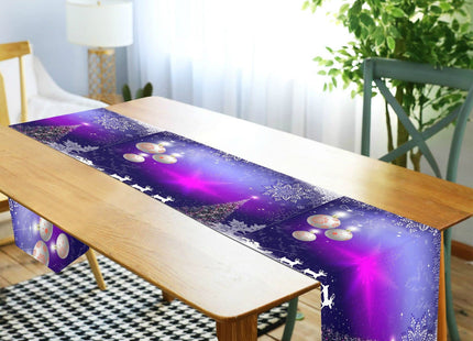 ALAZA Double-Sided Christmas Purple Snowflakes Christmas Tree Santa Claus on Deer Table Runner 18x72 Inches Long,Table Cloth Runner for Wedding Birthday Party Kitchen Dining Home Everyday Decor 28