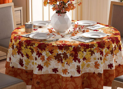 XCHI Fall Maple Leaves Orange Round Tablecloth Decorations 60x60 Inch
