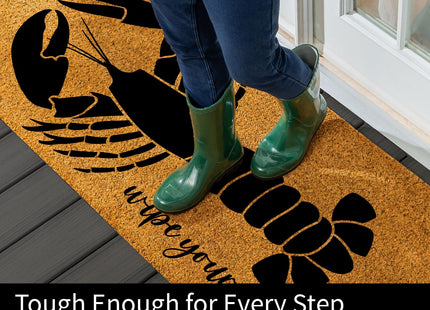Evergreen Nature Coir Doormat, 2'x5' Large Welcome Mats for Double Doors, Outdoor Indoor Entrance Rug, Non-Slip Front Door Mat for Beach House Porch Patio (Lobster, 60"x24")