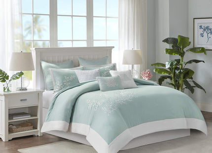 Harbor House 100% Cotton Duvet Cover, Jacquard Coastal Coral Duvet Cover Set – Light Weight Bed Comforter Covers, Coastline Blue King/Cal King (106"x90") 3 Piece