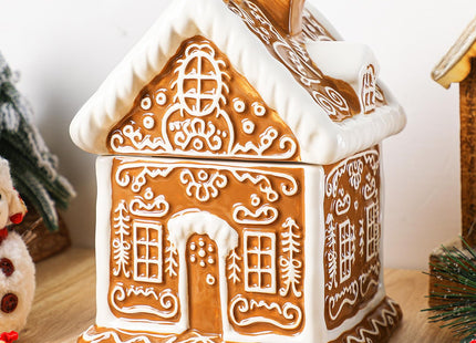 Chunful Christmas Gingerbread House Cookie Jar with Lid, 9.25 Inch