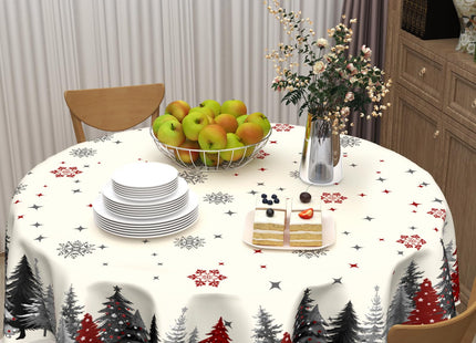 ABSOP Christmas Snowflake Tablecloth 60 Inch Gary Red Tree Table Cloth