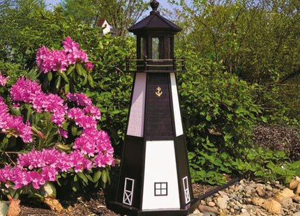 DutchCrafters Decorative Wooden Lighthouse, Standard Light Bulb, Cape Henry Style - Amish Made in USA (Green/White, 4 Foot)