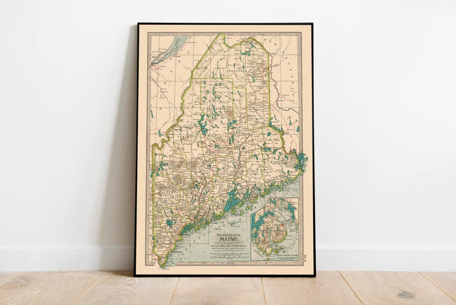 Maine - State Map, 1897 | Historical Map Print - 24in x 18in