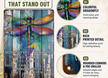 Dragonfly Wall Decor Dragonfly Decor for Home Quote Metal Sign 8x12 Inch