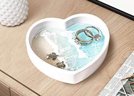 Handmade Resin Ring Dish, Beach Themed Trinket Dish with Couple Sea Turtles