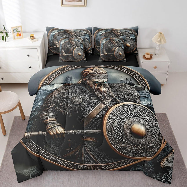 Erosebridal Norse Viking King Comforter Set 7 Piece for Kids Boys Teen