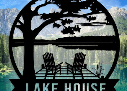 Personalized Lake House Metal Sign, Custom Lake House Name Sign, Camping Metal Decor, Front Porch Decor, Forest Cabin, Cabin, Villa, Fire Pit